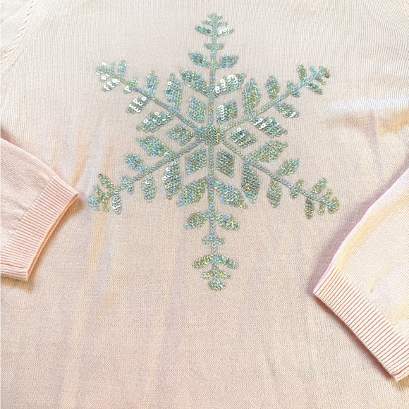 Holiday Editions Light Pink Snowflake Sweatshirt - Picture 3 of 4